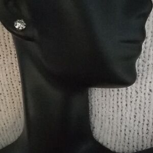 3/16" clear crystals posts vtg silver